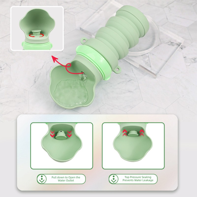 Brown Portable Collapsible Pet Water Bottle for Dogs Outdoor Travel Drinking Dispenser Silicone Pet Water Cup