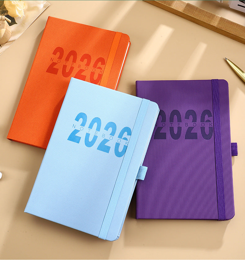 Black 2026 A5 English Daily Planner Notebook 365-Day Schedule Book for Monthly & Annual Planning