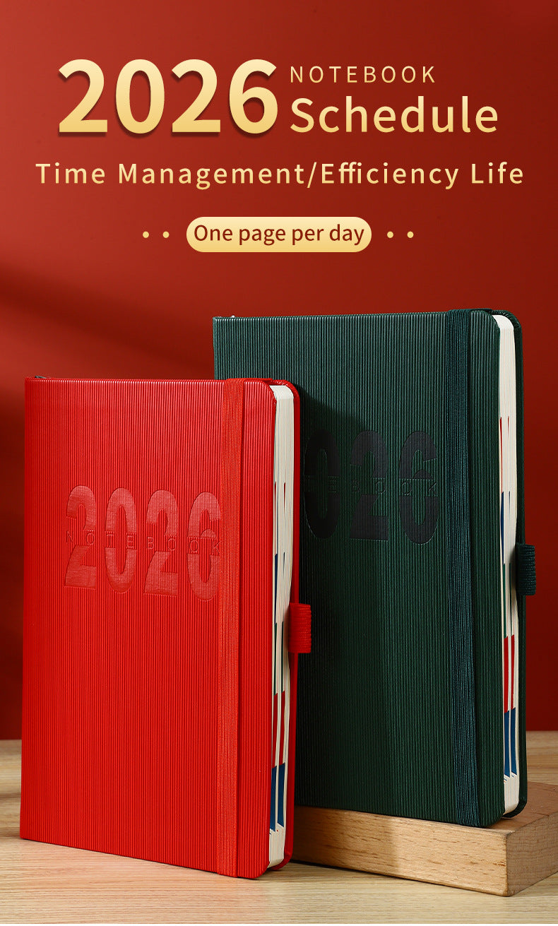 Blue 2026 A5 English Daily Planner Notebook 365-Day Schedule Book for Monthly & Annual Planning