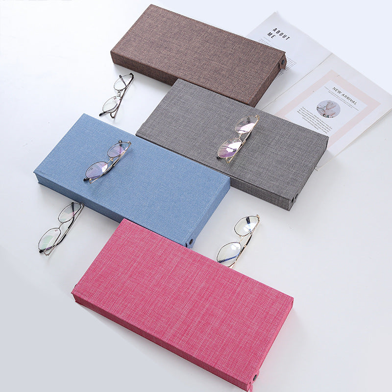 Grey Multi-Compartment Glasses Storage Box Dust-proof Fabric Eyewear Display Organiser with Snap Closure