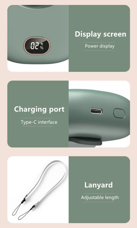 White Portable Bladeless Neck Fan with Waist Clip & Digital Display USB Rechargeable Mini Fan