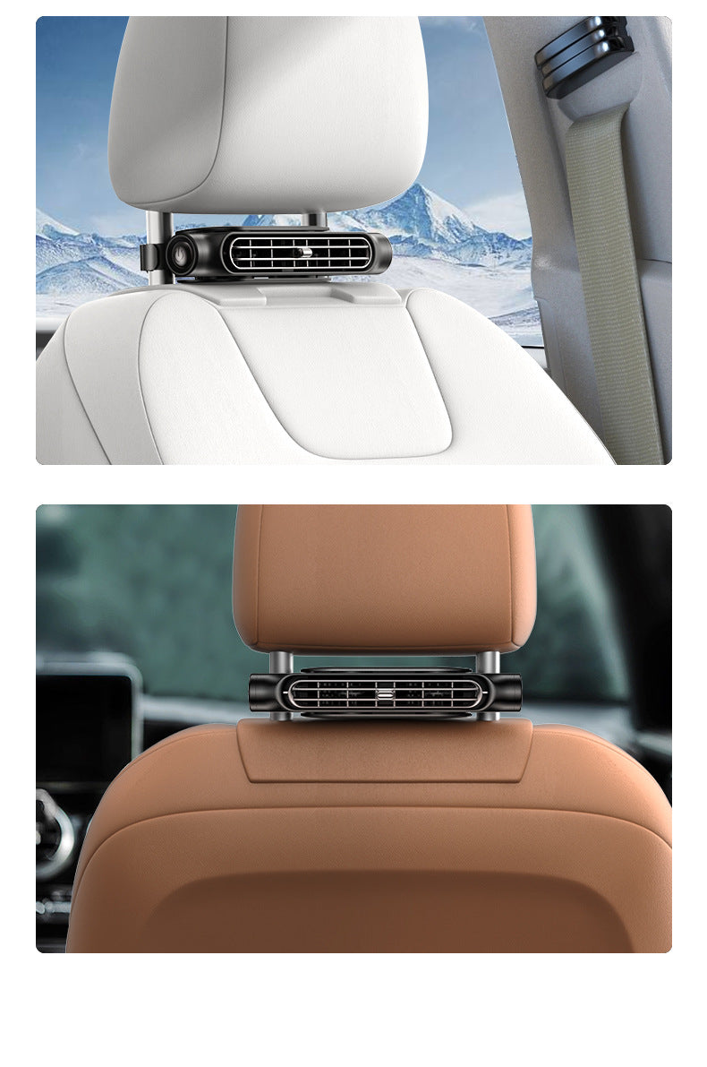 White Car Seat Back Headrest Fan USB Powered Turbine Cooling Fan with 3 Adjustable Speeds