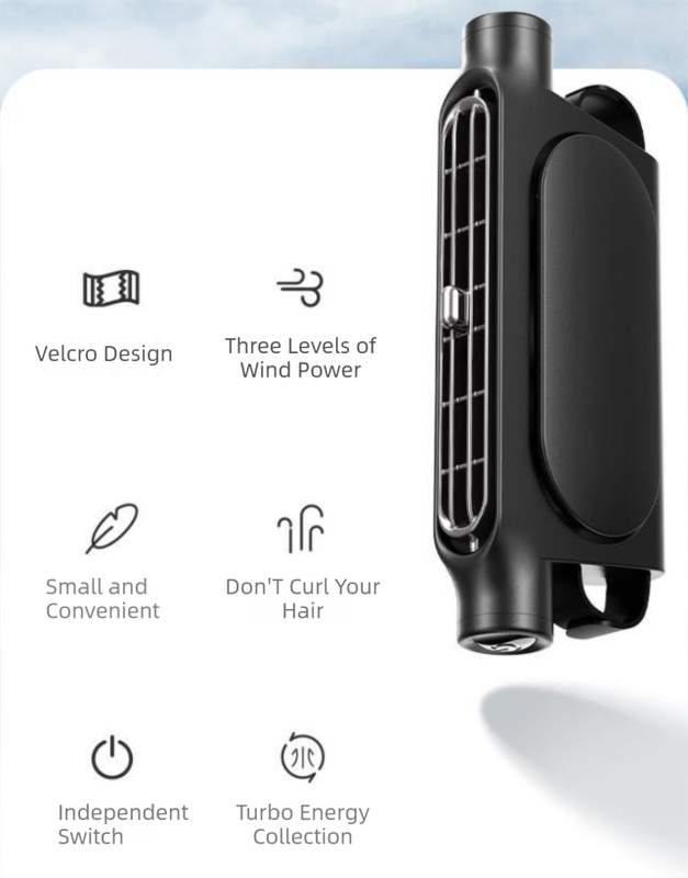 Beige Car Seat Back Headrest Fan USB Powered Turbine Cooling Fan with 3 Adjustable Speeds