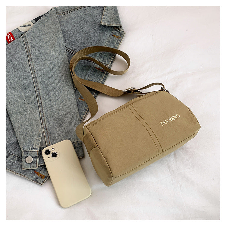 Khaki Women's Lightweight Nylon Crossbody Bag - Multi-Layer Shoulder Purse with Adjustable Strap for Casual Travel and Daily Use