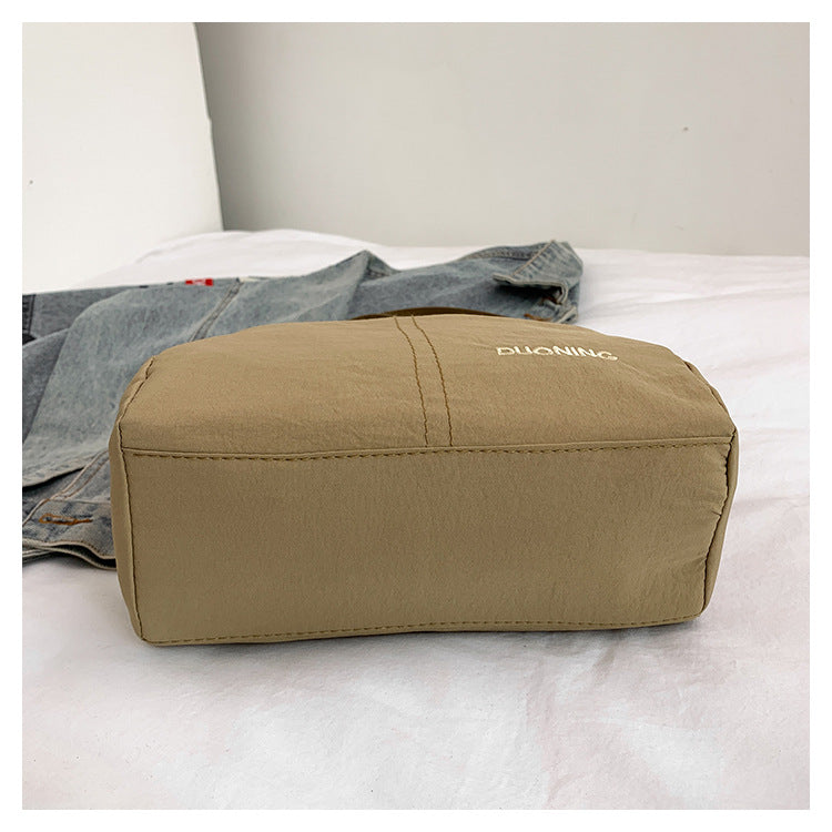 Khaki Women's Lightweight Nylon Crossbody Bag - Multi-Layer Shoulder Purse with Adjustable Strap for Casual Travel and Daily Use