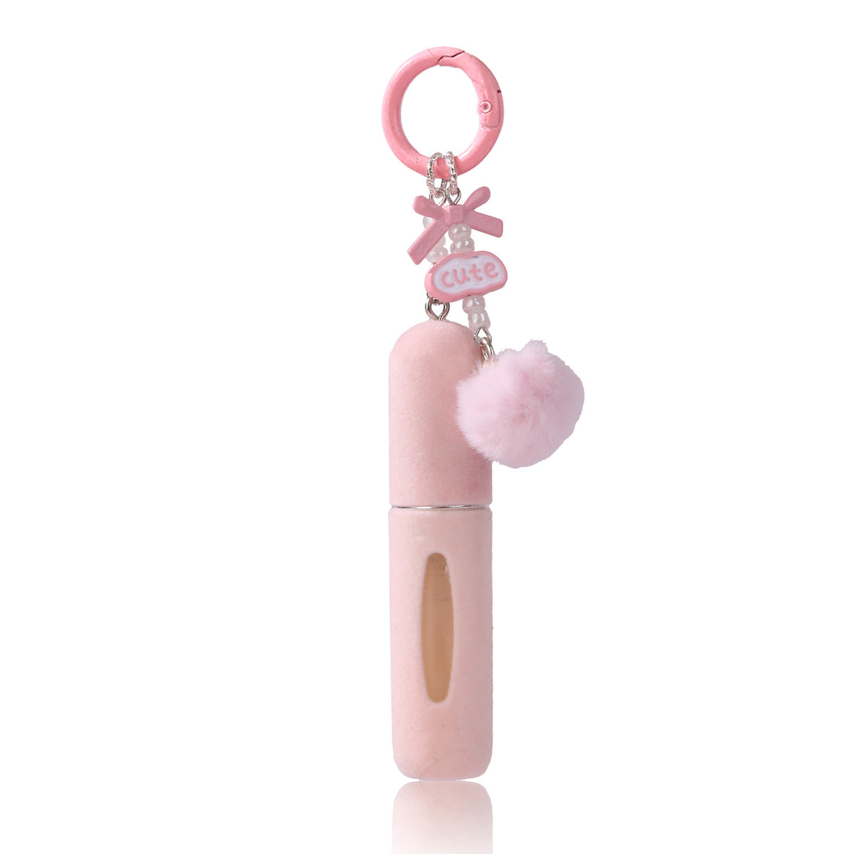 Pink 3 Pack Plush Perfume Atomiser Keychain - 5ml Portable Refillable Spray Bottle with Pom Pom Bag Charm