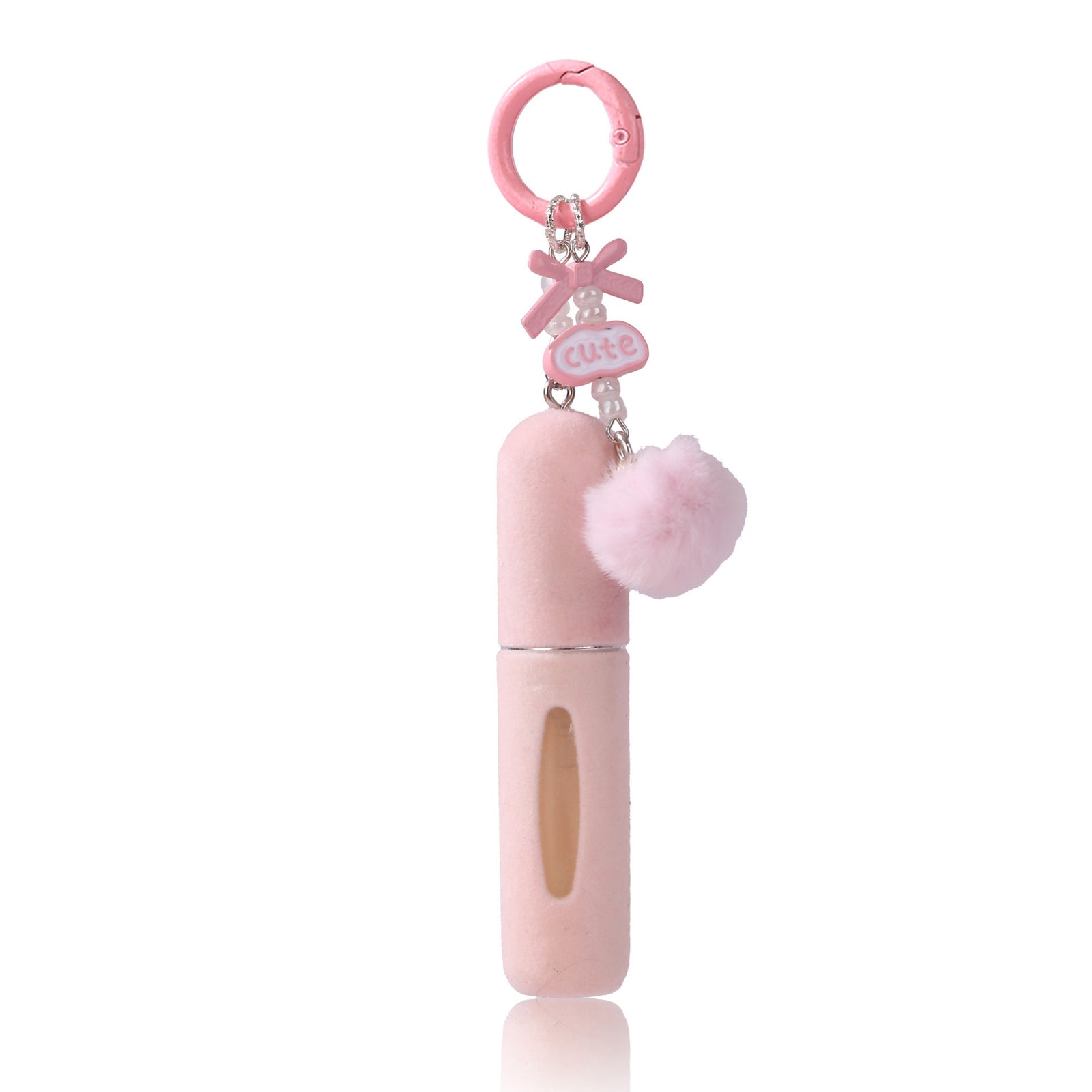 Pink 3 Pack Plush Perfume Atomiser Keychain - 5ml Portable Refillable Spray Bottle with Pom Pom Bag Charm