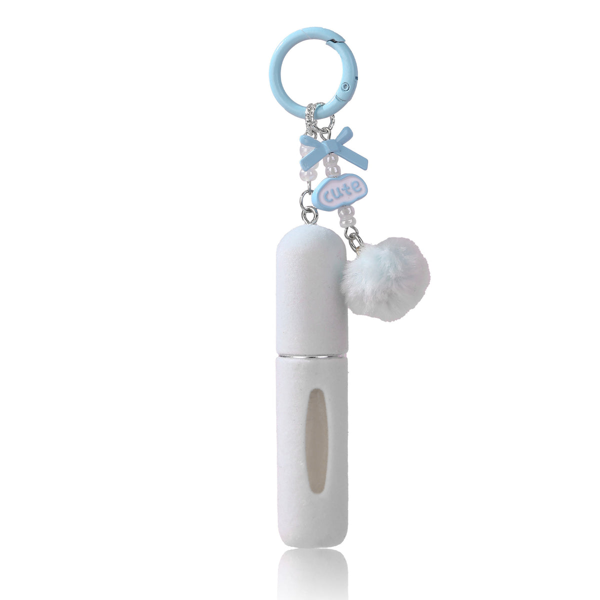 Blue 3 Pack Plush Perfume Atomiser Keychain - 5ml Portable Refillable Spray Bottle with Pom Pom Bag Charm