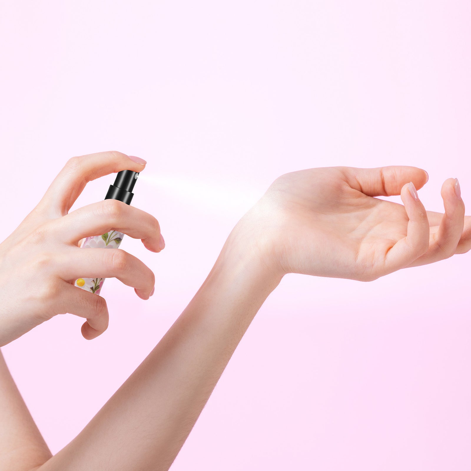 Pink 3 Pcs Portable 5ml Perfume Atomiser Keychain - Refillable Floral Spray Bottle with Butterfly Charm for Travel & Handbag