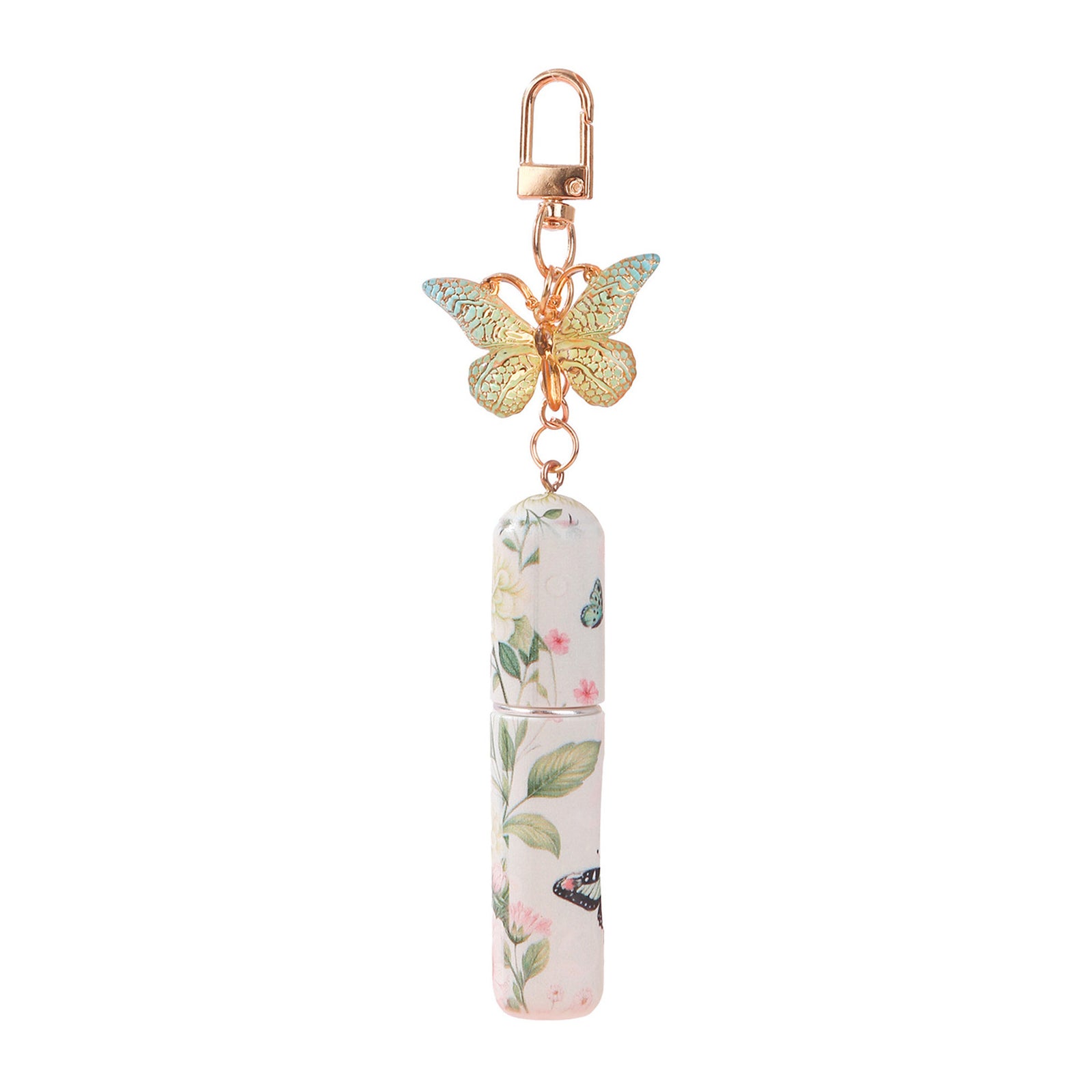Light Green 3 Pcs Portable 5ml Perfume Atomiser Keychain - Refillable Floral Spray Bottle with Butterfly Charm for Travel & Handbag