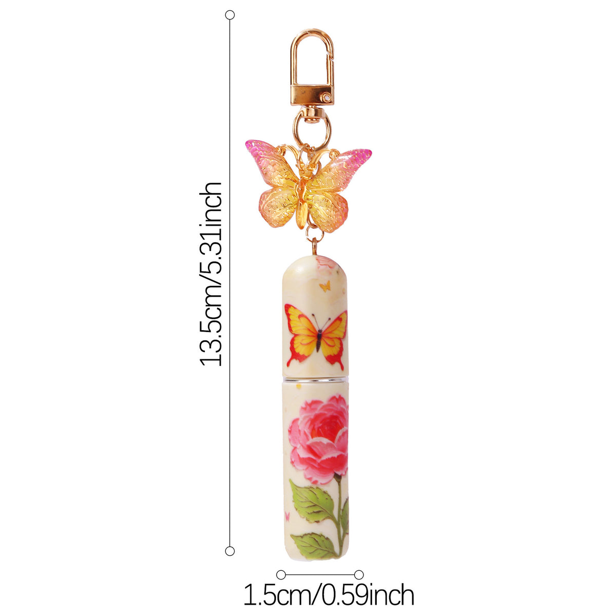Black 3 Pcs Portable 5ml Perfume Atomiser Keychain - Refillable Floral Spray Bottle with Butterfly Charm for Travel & Handbag