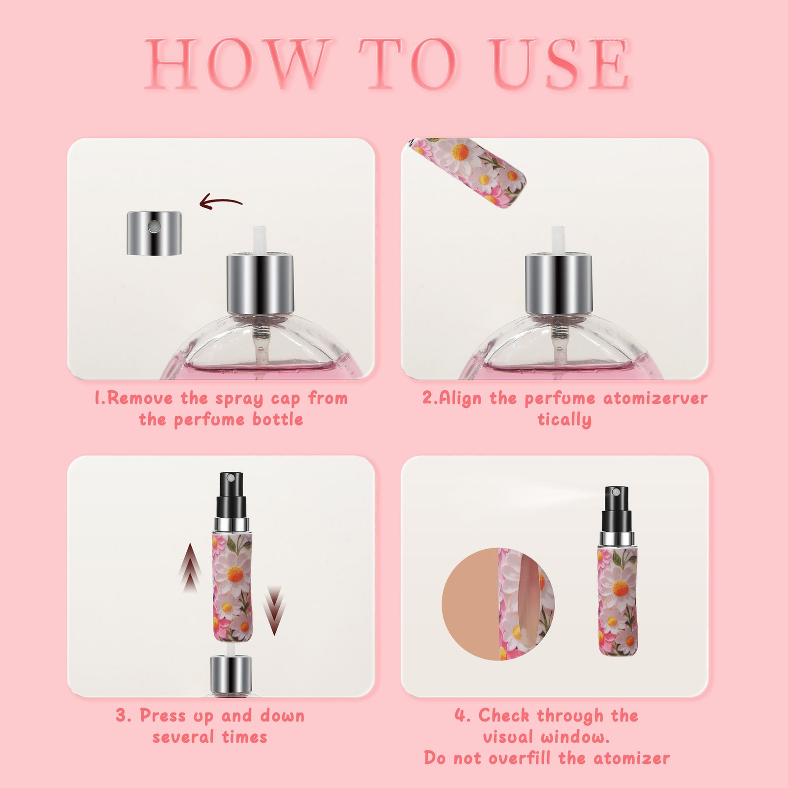 Black 3 Pcs Portable 5ml Perfume Atomiser Keychain - Refillable Floral Spray Bottle with Butterfly Charm for Travel & Handbag