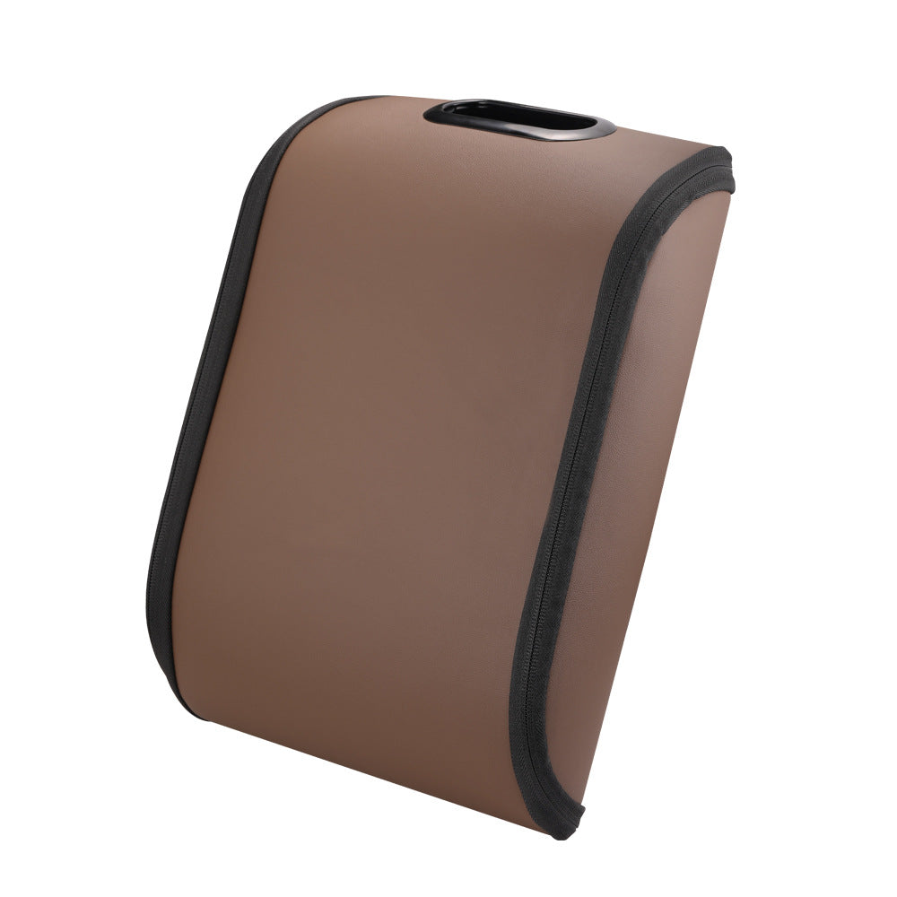 Brown Premium Car Under-Seat Shoe Organiser Box - PVC Leather Storage Case with Anti-Slip Velcro Fixation - Space Saving Vehicle Interior Solution