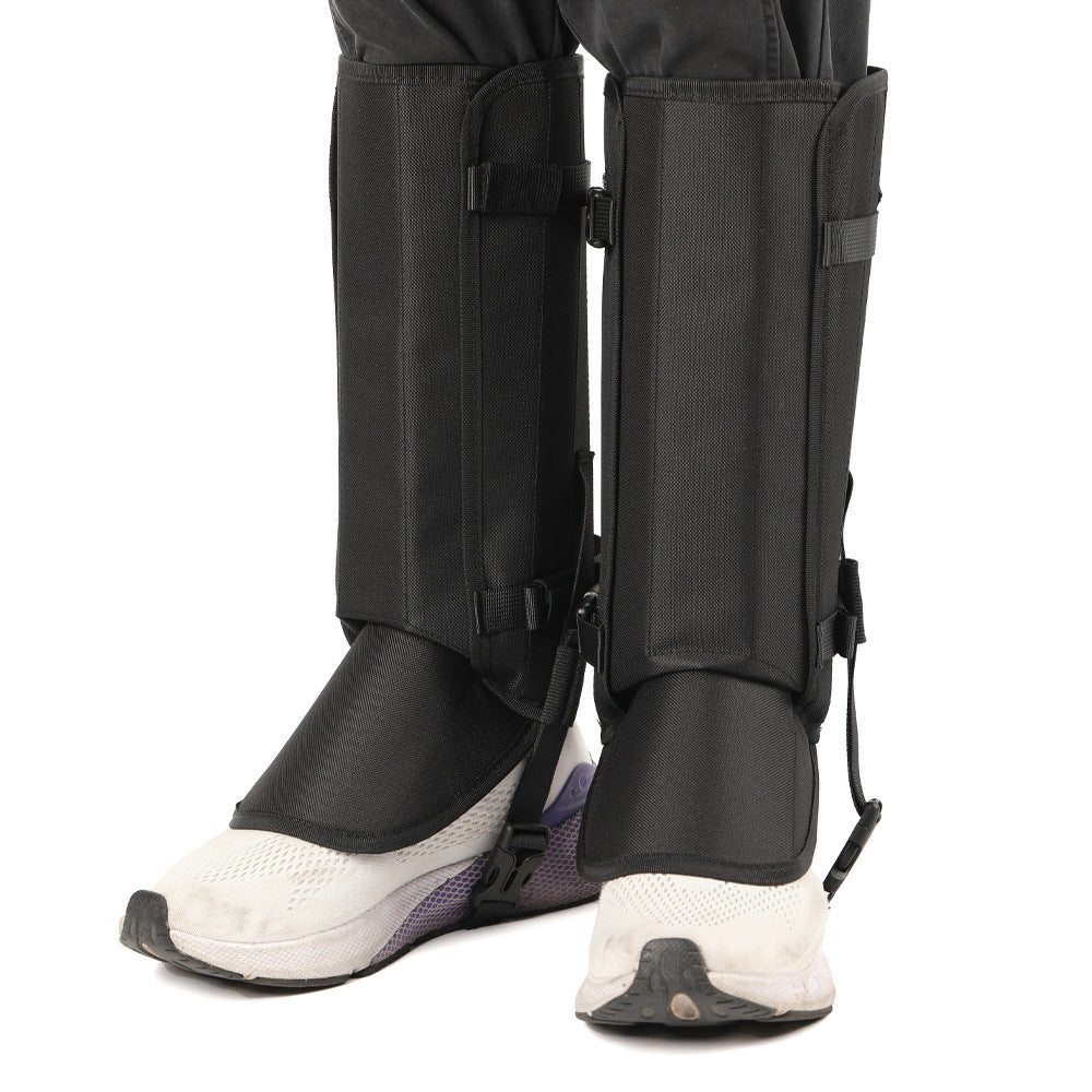 Black Outdoor Waterproof Leg Gaiters - Anti-Snake Bite &amp; Scratch Protection Boot Covers - Breathable Nylon Oxford Leg Guards for Hiking Camping