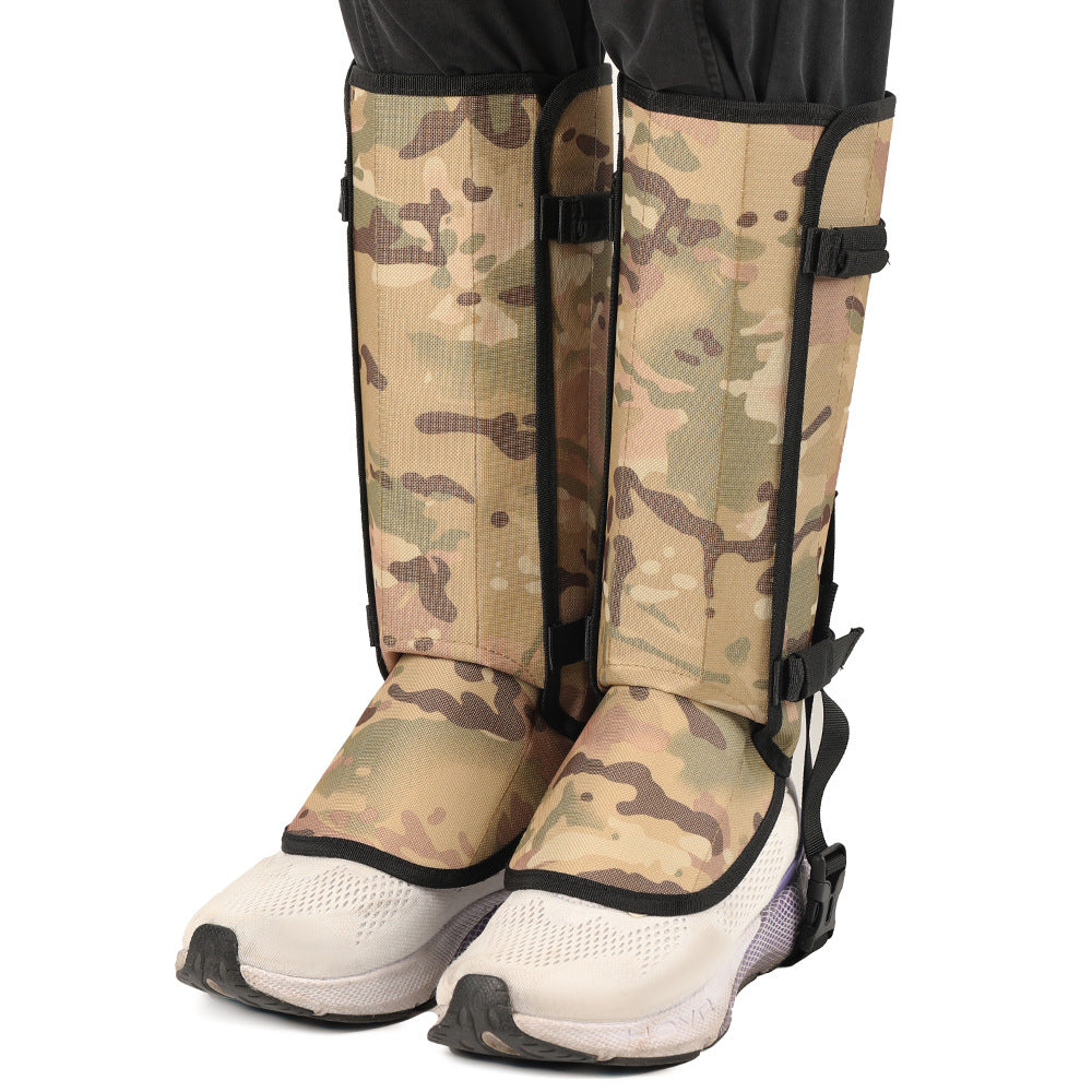 Camouflage khaki Outdoor Waterproof Leg Gaiters - Anti-Snake Bite &amp; Scratch Protection Boot Covers - Breathable Nylon Oxford Leg Guards for Hiking Camping