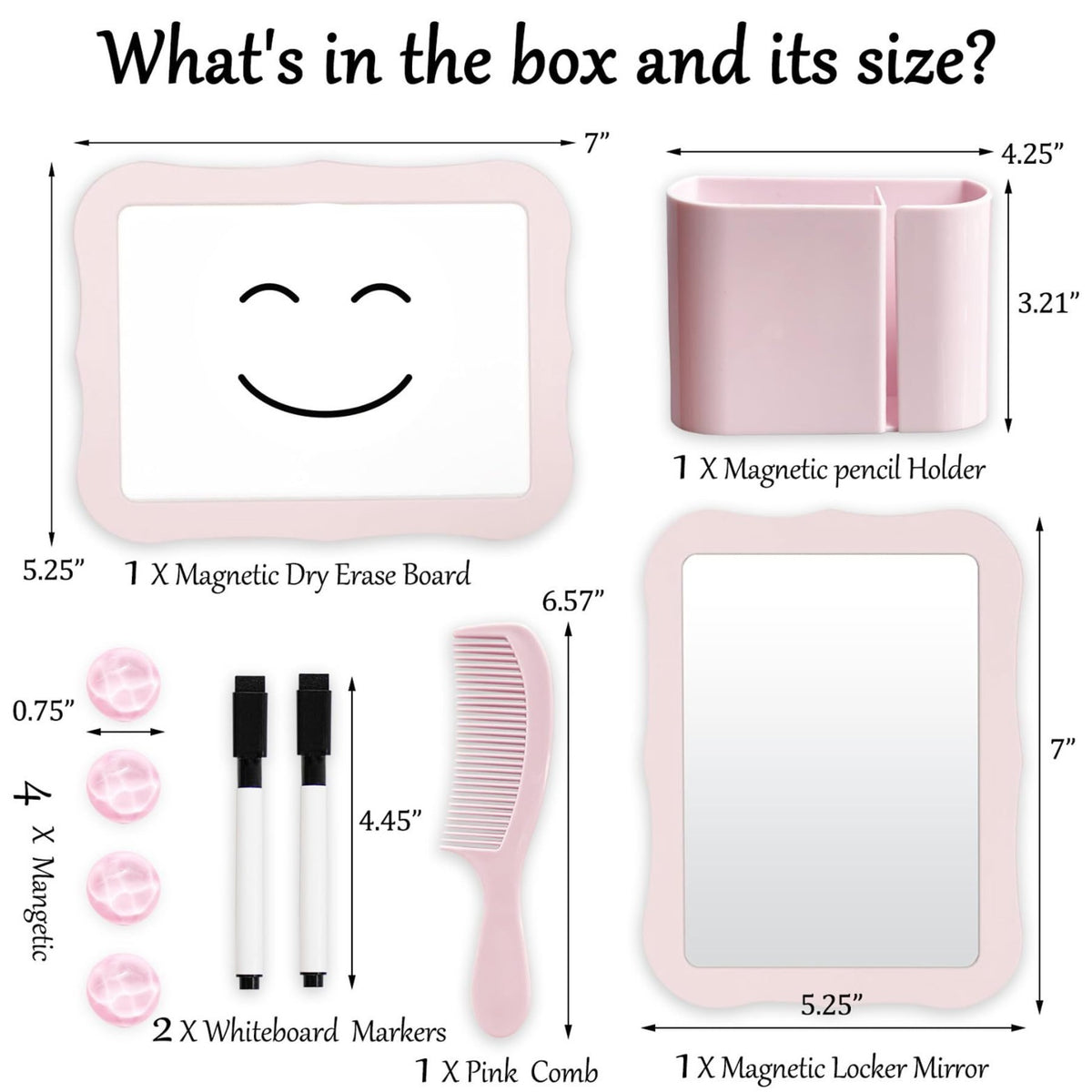 10-Piece Pink Magnetic Locker Organiser Set - Mirror, Whiteboard, Storage Box & Accessories - Back to School Kit