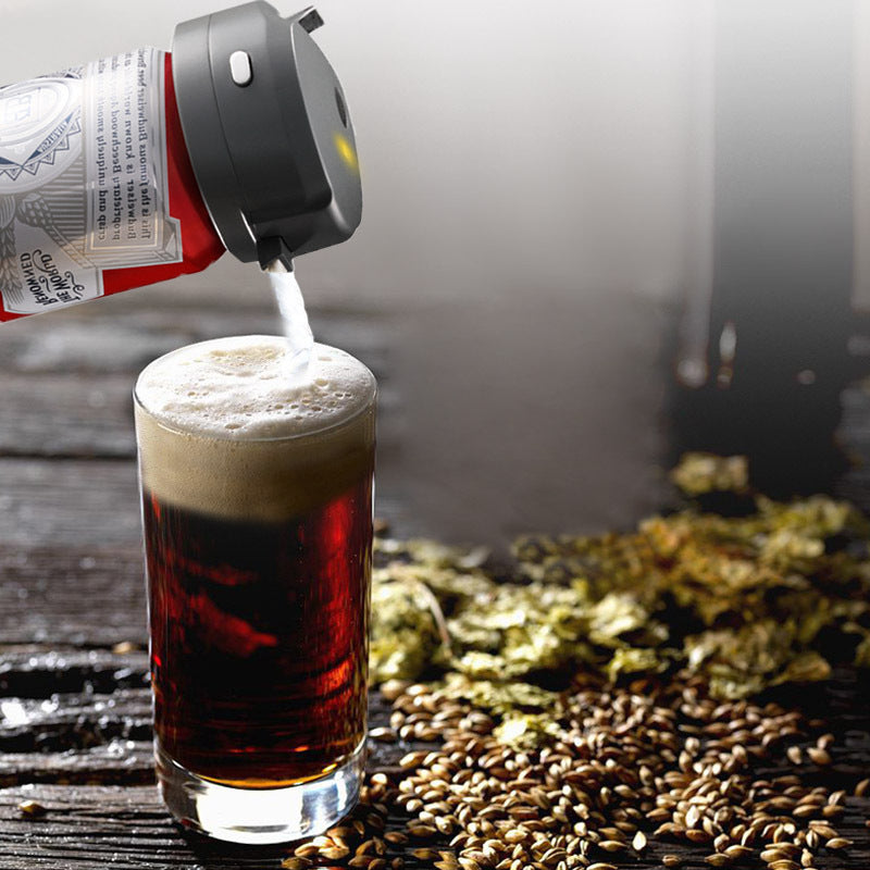 Portable Ultrasonic Beer Foam Maker - Clip-On Canned Beer Dispenser for Creamy Head - Battery Operated Bar Accessory