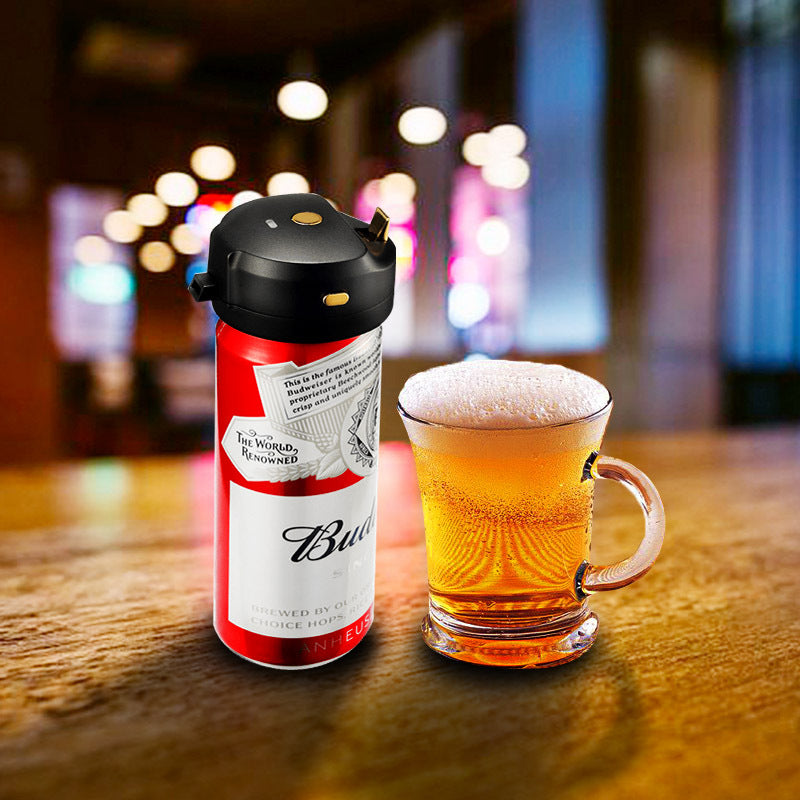 Portable Ultrasonic Beer Foam Maker - Clip-On Canned Beer Dispenser for Creamy Head - Battery Operated Bar Accessory