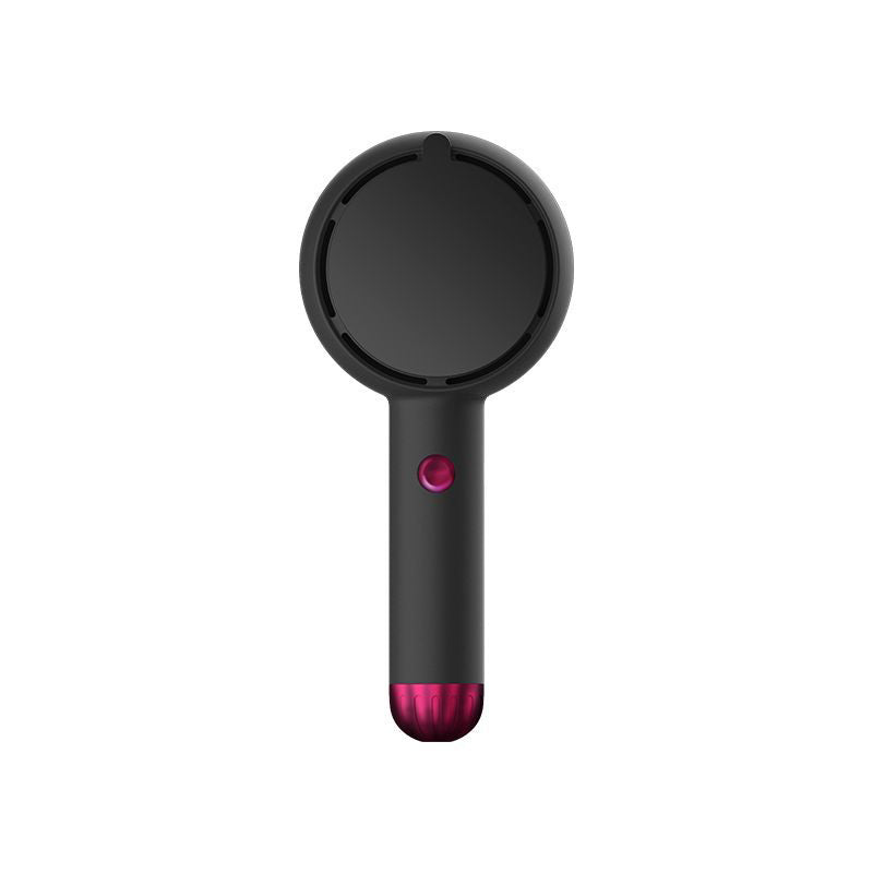 Black 2-in-1 Handheld Fan with LED Makeup Mirror - Portable USB Rechargeable Beauty Light Fan with Desktop Base - 3 Speed Quiet Airflow for Travel &amp; Summer