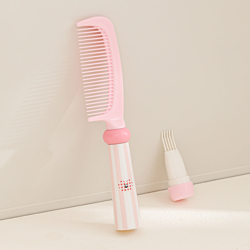 Pink 3-Piece Aesthetic Hair Brush Set - Detangling Air Cushion & Volumising Roller Comb with Hidden Cleaning Claw - Scalp Massage Styling Kit