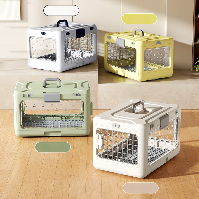 Yellow Premium Foldable Pet Carrier Crate - Breathable Aviation Travel Box for Cats & Small Dogs up to 10kg - Portable Car & Flight Transport Case