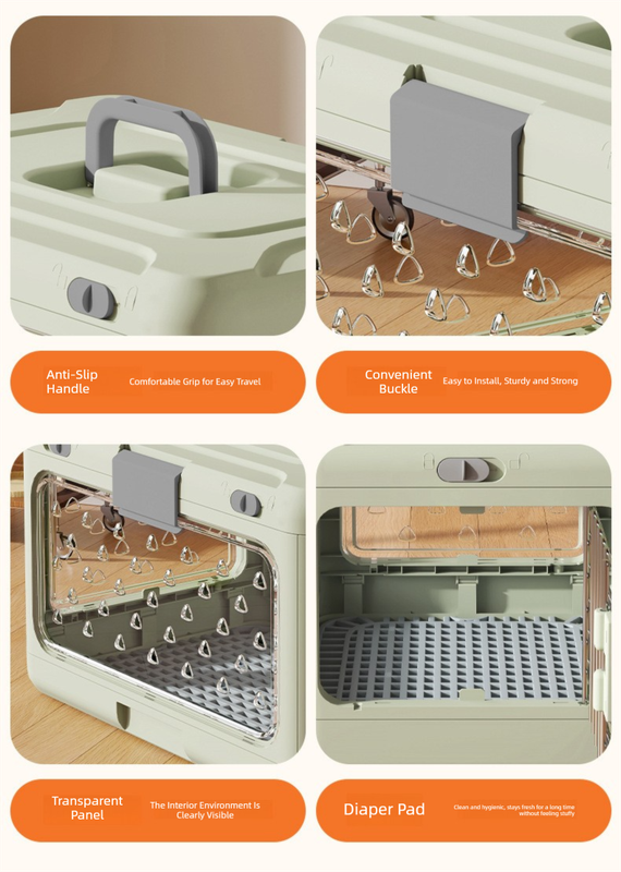 Grey Premium Foldable Pet Carrier Crate - Breathable Aviation Travel Box for Cats & Small Dogs up to 10kg - Portable Car & Flight Transport Case