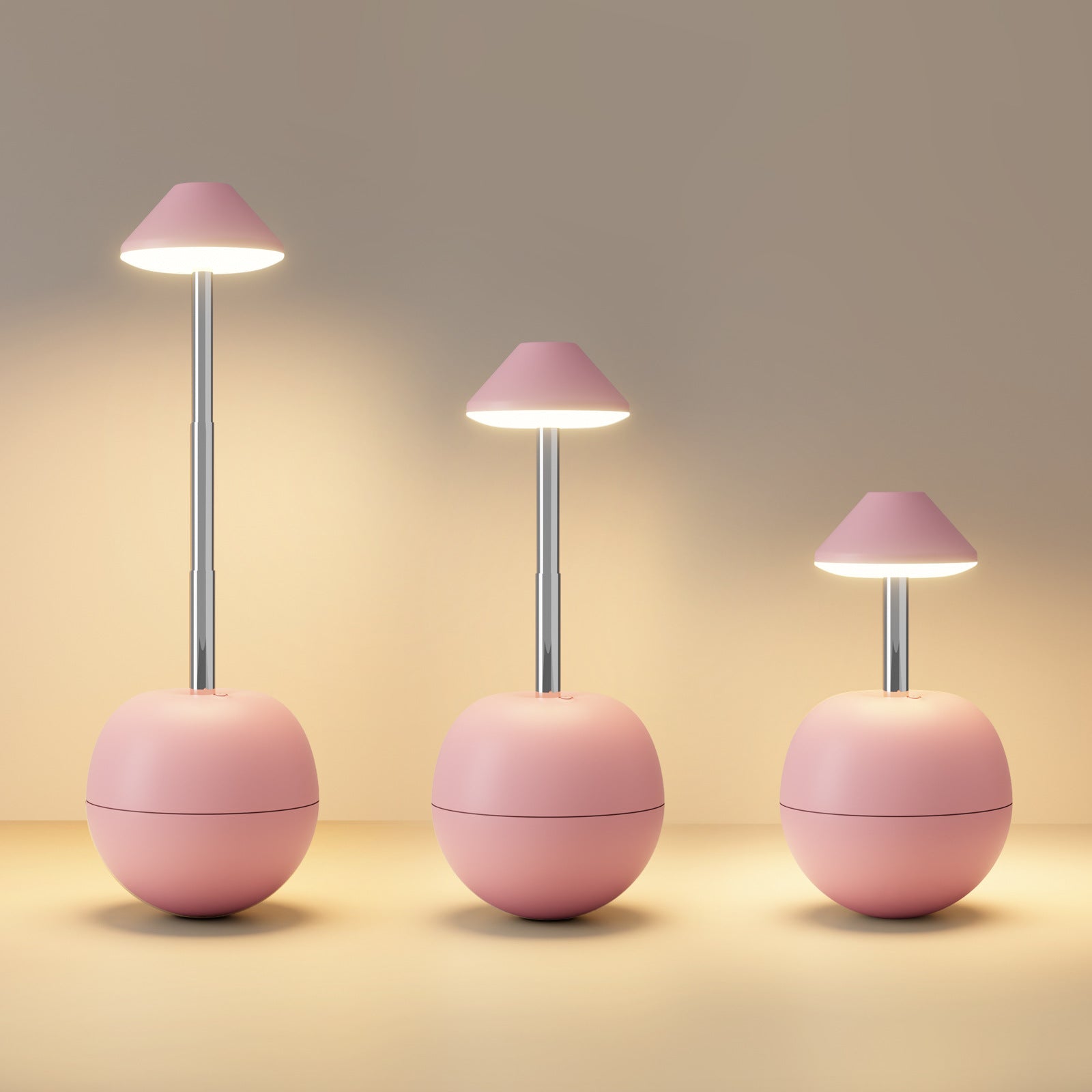 Pink Creative Tumbler LED Night Light - Rechargeable RGB Desk Lamp with Remote Control - Height Adjustable, Brightness Adjustable, Bedside Ambient Light