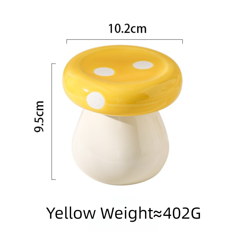 Yellow Stylish Mushroom Ceramic Toothpick Holder and Cotton Swab Jar for Home Kitchen Table Decor(Excluding cotton swabs, dental floss, etc.)
