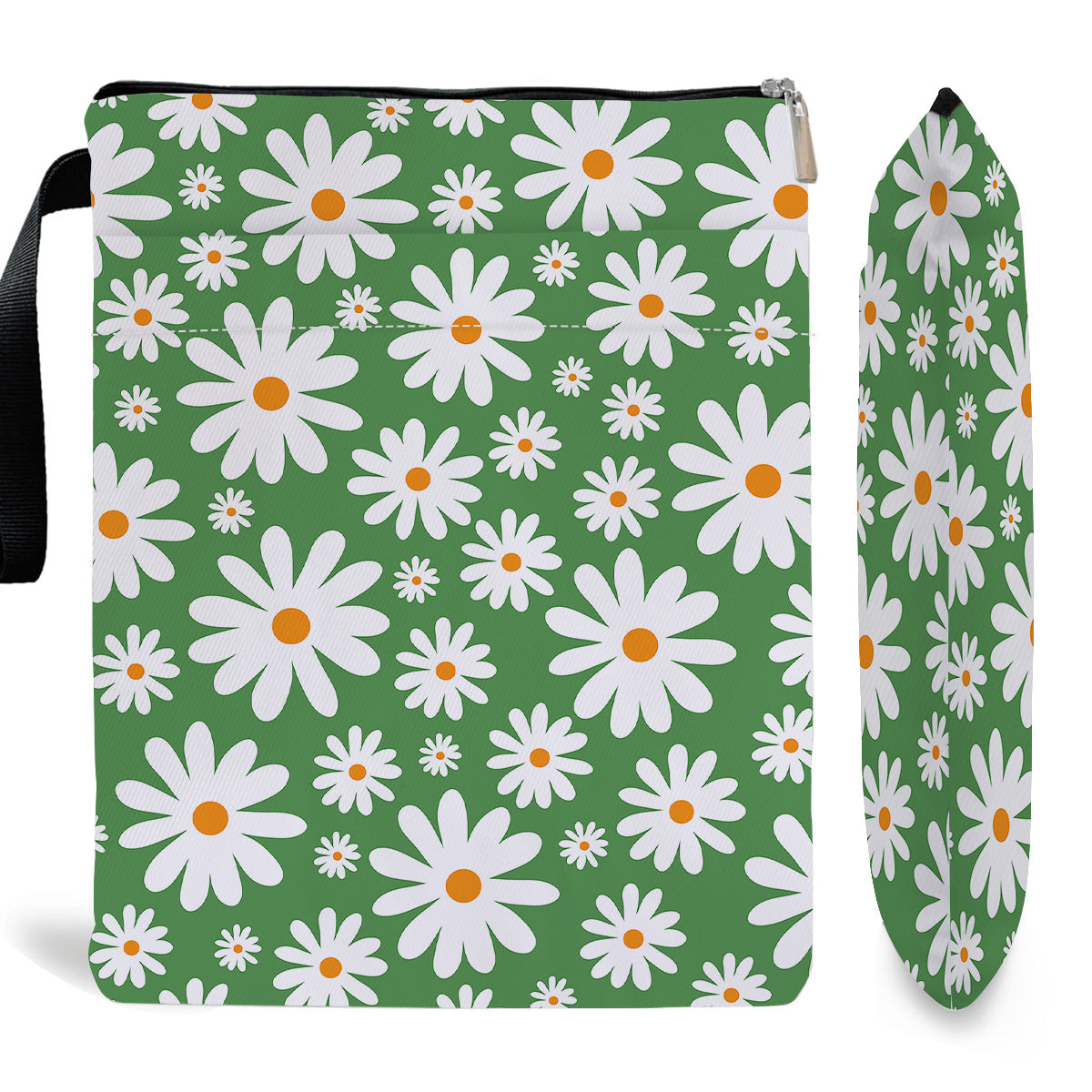 Green Floral pattern book cover with zippered pocket - Lightweight polyester book cover, suitable for books and tablets(BS001)