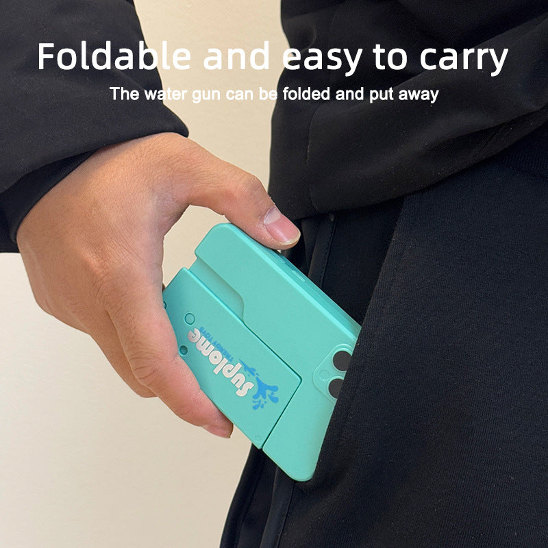 2 Pcs Grey Mini Foldable Phone Water Gun - Portable Dual-Nozzle Spray Toy for Summer Fun and Stress Relief