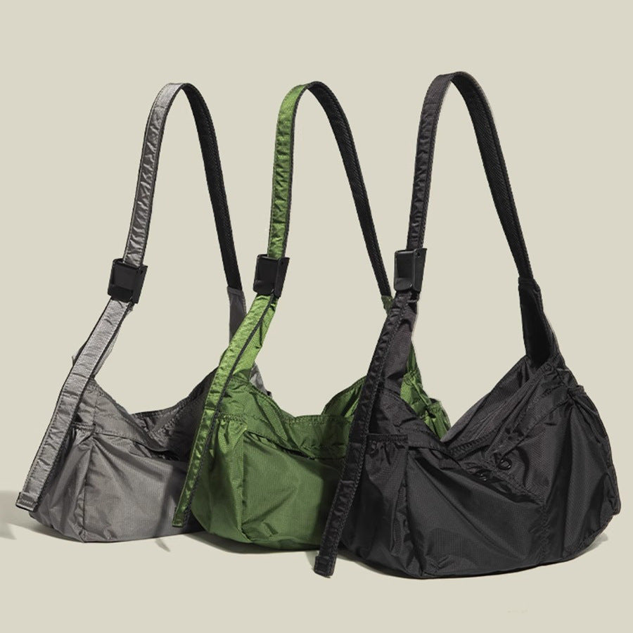 Grey Large Capacity Nylon Tote Bag - Water Resistant Casual Shoulder Bag for Daily Use and Outdoor Activities