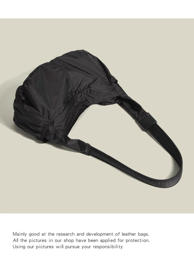 Grey Large Capacity Nylon Tote Bag - Water Resistant Casual Shoulder Bag for Daily Use and Outdoor Activities