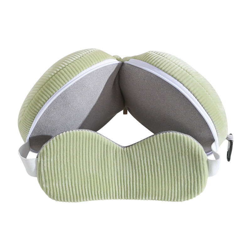 Grey 3-in-1 Foldable Sleep Eye Mask with Neck Pillow - Compact Travel Pillow for Airplane, Office Naps and Restful Sleep