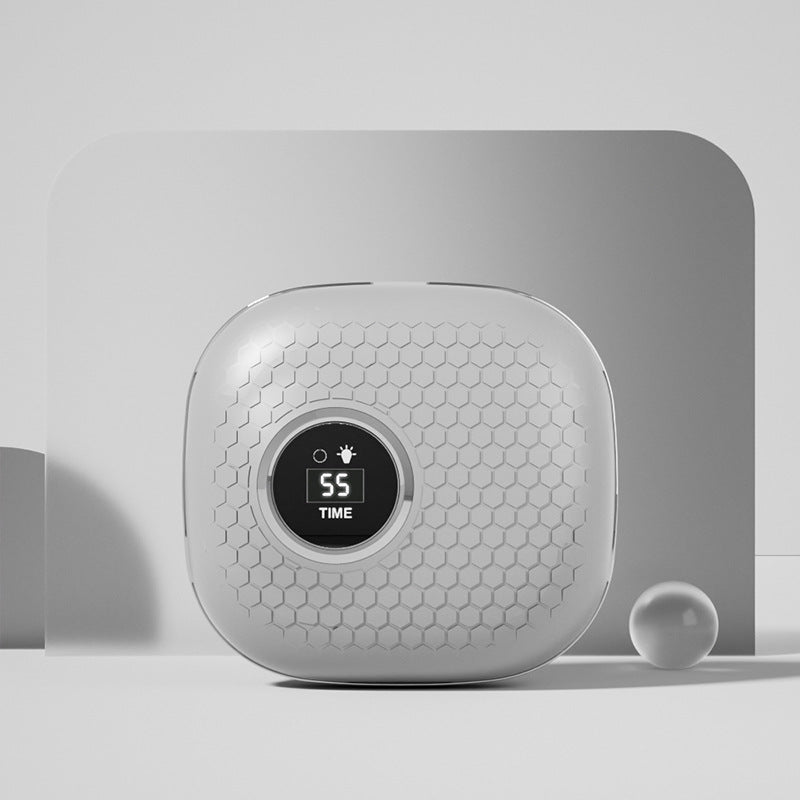 Grey Portable Sonic Wave Contact Lens Cleaner with LED Makeup Mirror - Automatic Electric Lens Cleaning Case for Daily Use