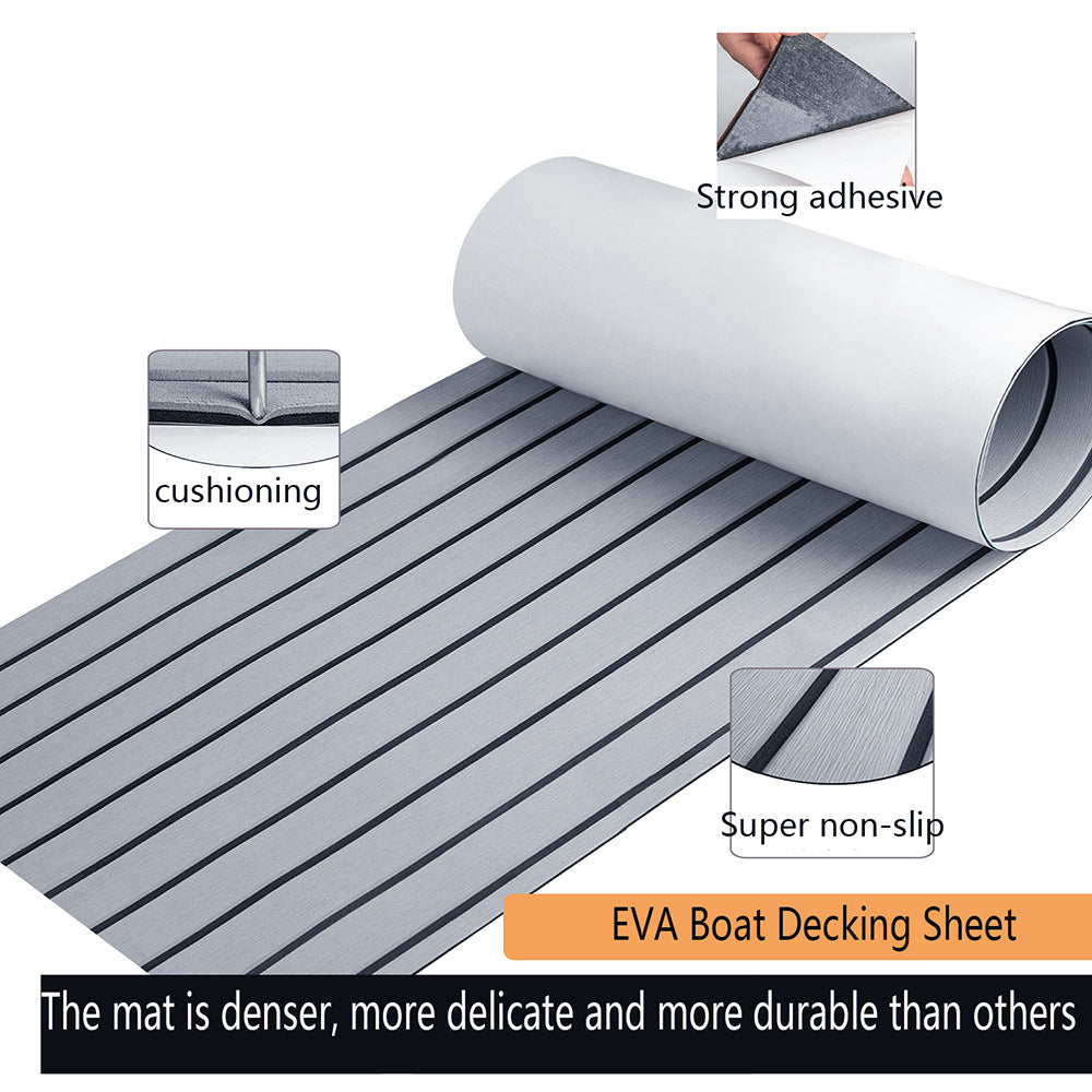 Grey Striped EVA Boat Deck Mat - Waterproof Non-Slip Flooring for Yacht, Boat, and Outdoor Use(2400x450x6mm)