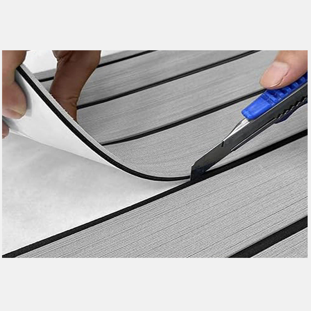 Grey Striped EVA Boat Deck Mat - Waterproof Non-Slip Flooring for Yacht, Boat, and Outdoor Use(2400x450x6mm)