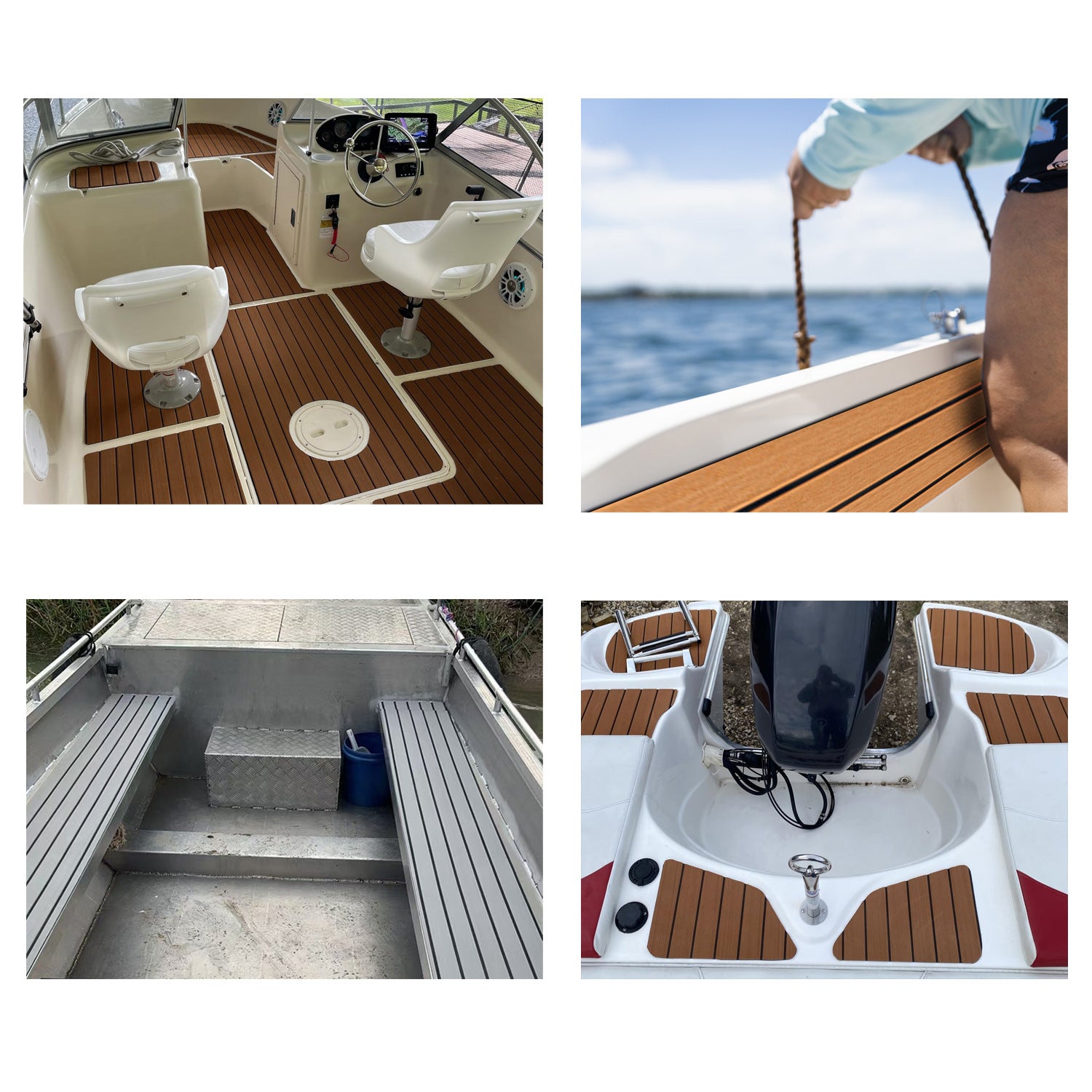Grey Striped EVA Boat Deck Mat - Waterproof Non-Slip Flooring for Yacht, Boat, and Outdoor Use(2400x450x6mm)
