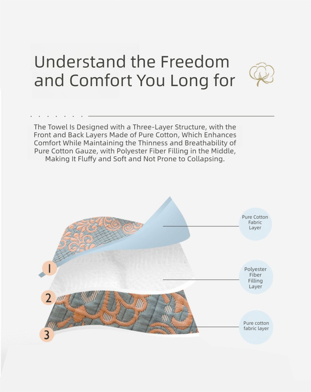 Grey and Orange Cotton Three-Layer Gauze Bed Cover Set - Reversible Vintage Printed Blanket with Two Pillowcases for Year-Round Use(200*230cm)