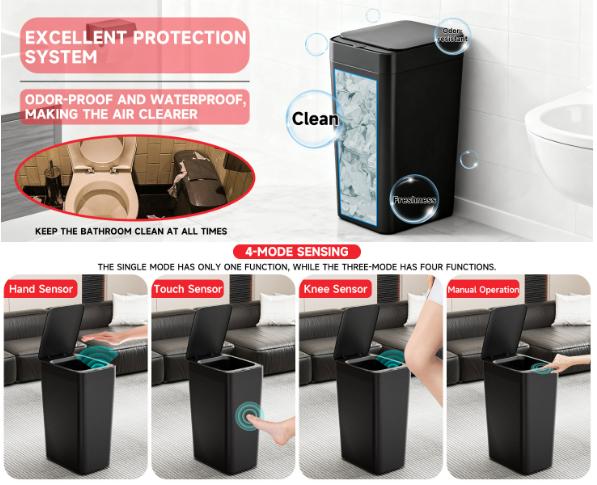 White Smart Sensor Trash Can – Slim, Durable, and Hands-Free Waste Bin for Kitchen, Bathroom, or Living Room