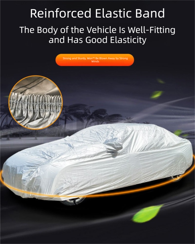 Silver 3XL Universal Car Cover – 170T Taffeta Fabric, All-Weather Protection for Cars(4800×1900×1500MM)