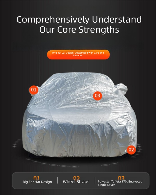 Silver YXL Off-Road Vehicle Cover – 170T taffeta fabric, all-weather vehicle protection(4900×2000×1850MM)