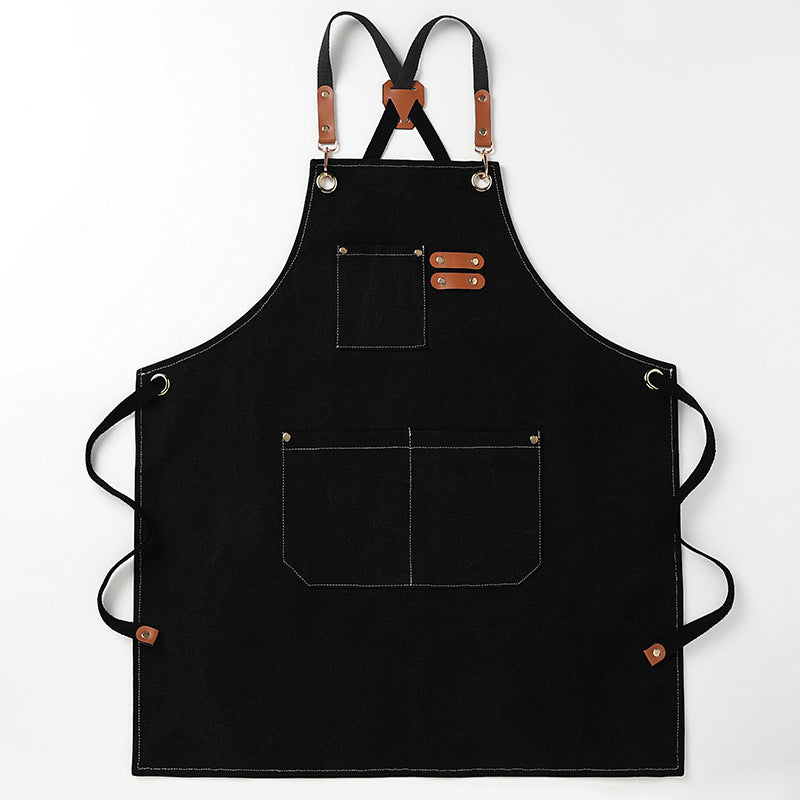 Black 16-ounce Heavy-Duty Canvas Apron – Durable, Waterproof & Oil-Resistant Kitchen Workwear for Cooking and Crafting