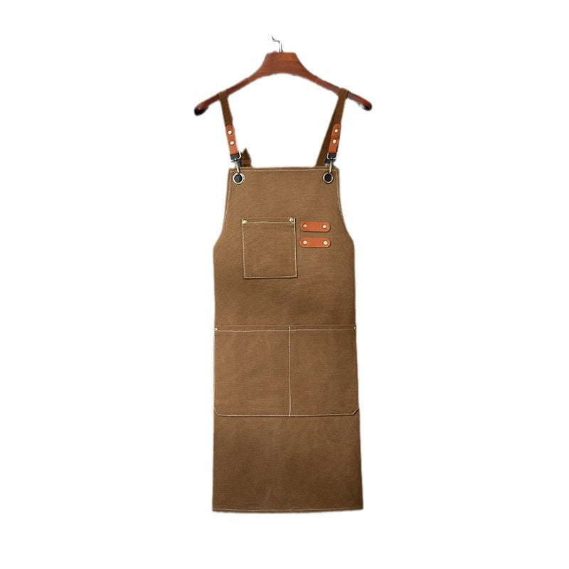 Grey 16-ounce Heavy-Duty Canvas Apron – Durable, Waterproof & Oil-Resistant Kitchen Workwear for Cooking and Crafting