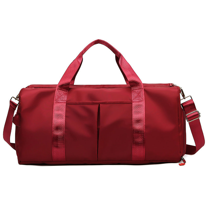 Red Large Capacity Travel Duffel Bag – Wet &amp; Dry Separation, Shoe Compartment, and Luggage Sleeve for Gym, Yoga, and Short Trips