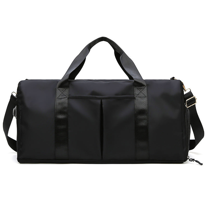Black Large Capacity Travel Duffel Bag – Wet &amp; Dry Separation, Shoe Compartment, and Luggage Sleeve for Gym, Yoga, and Short Trips