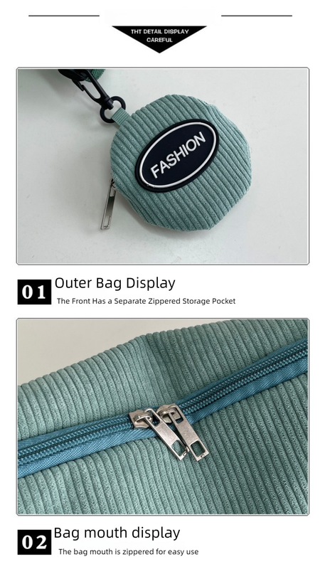 Brown Minimalist Corduroy Crossbody Bag – Large Capacity Single Shoulder & Diagonal Sling Bag in Korean Style