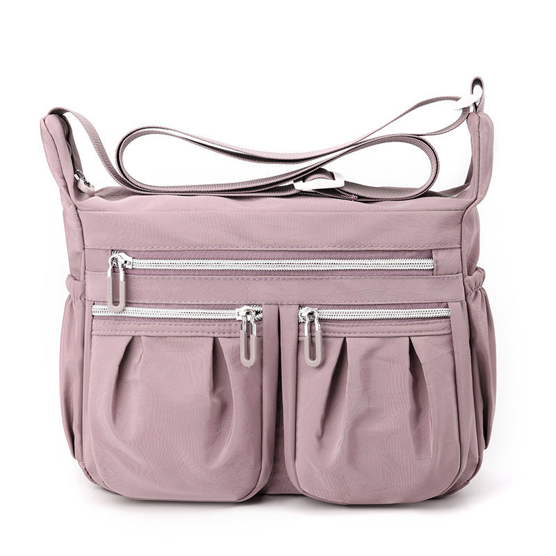 Purple Multi-Pocket Lightweight Nylon Crossbody Bag – Stylish, Functional, and Spacious Shoulder Bag for Women