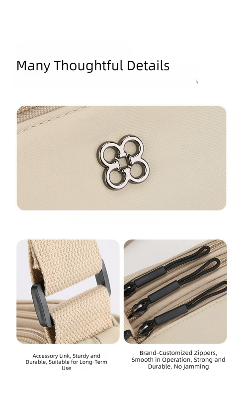 Green Lightweight Multi-Layer Crossbody Bag for Women – Compact, Water-Resistant Nylon Shoulder Bag with Adjustable Strap