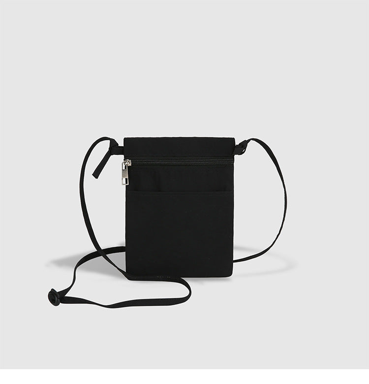 Black Minimalist Lightweight Nylon Crossbody Phone Bag - Compact &amp; Stylish for Women