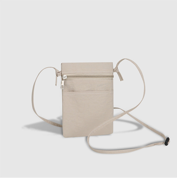 Dark Beige Minimalist Lightweight Nylon Crossbody Phone Bag - Compact &amp; Stylish for Women